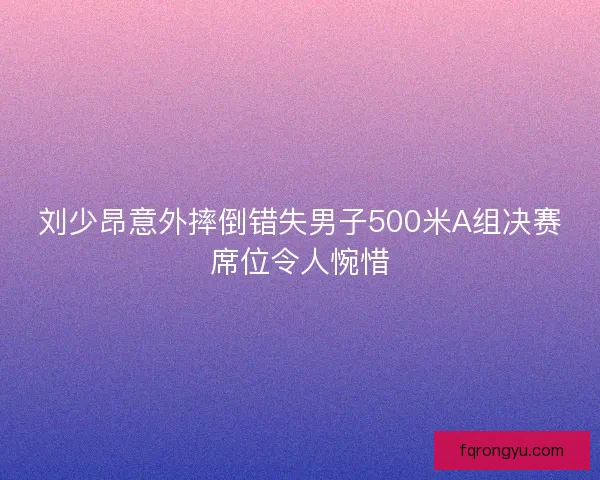 刘少昂意外摔倒错失男子500米A组决赛席位令人惋惜