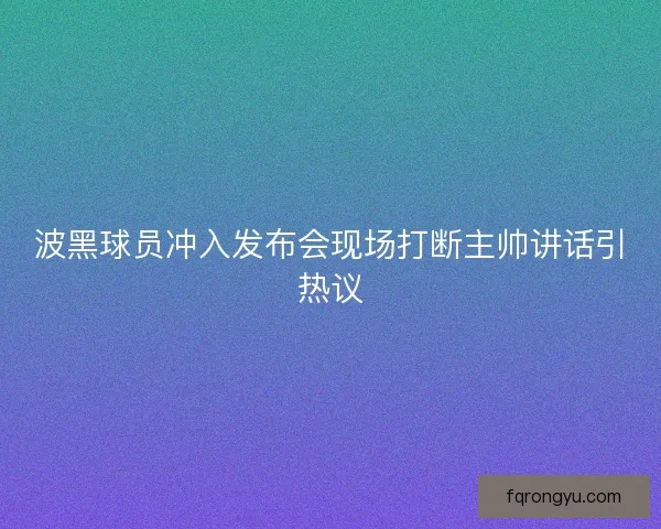 波黑球员冲入发布会现场打断主帅讲话引热议